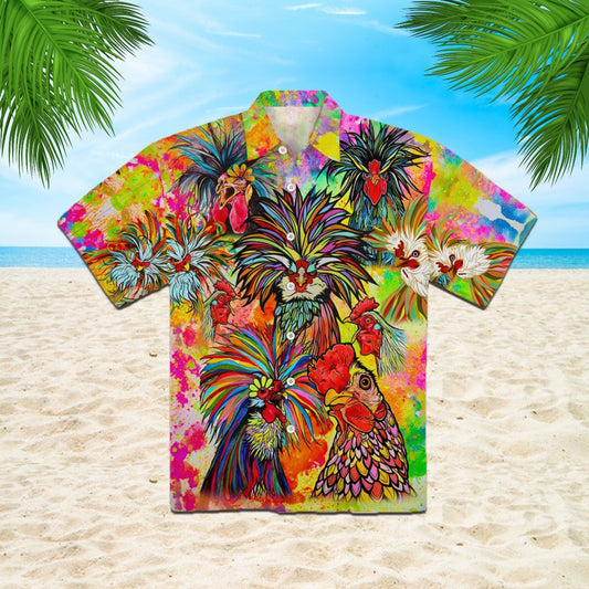 OragonTee Chicken Love Colorful Hawaiian Shirt | For Men & Women| Adult | WT1350