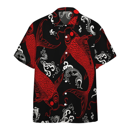    3D Red Koi Fish Custom Hawaii Shirt