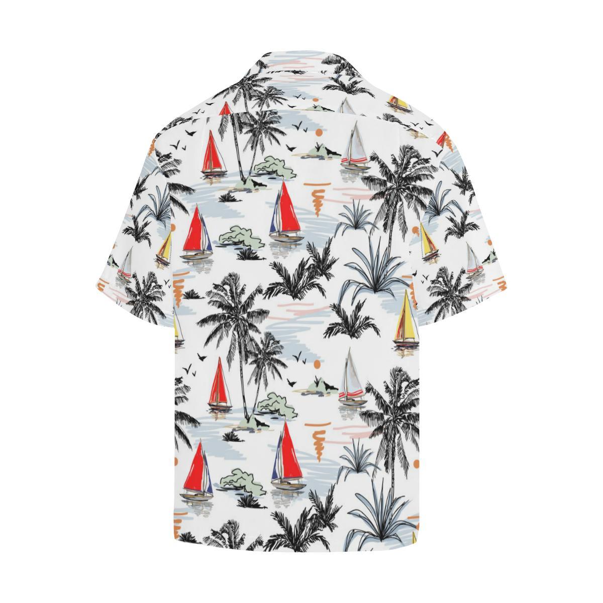 Sailboat Pattern Background Mens All Over Print Hawaiian Shirt