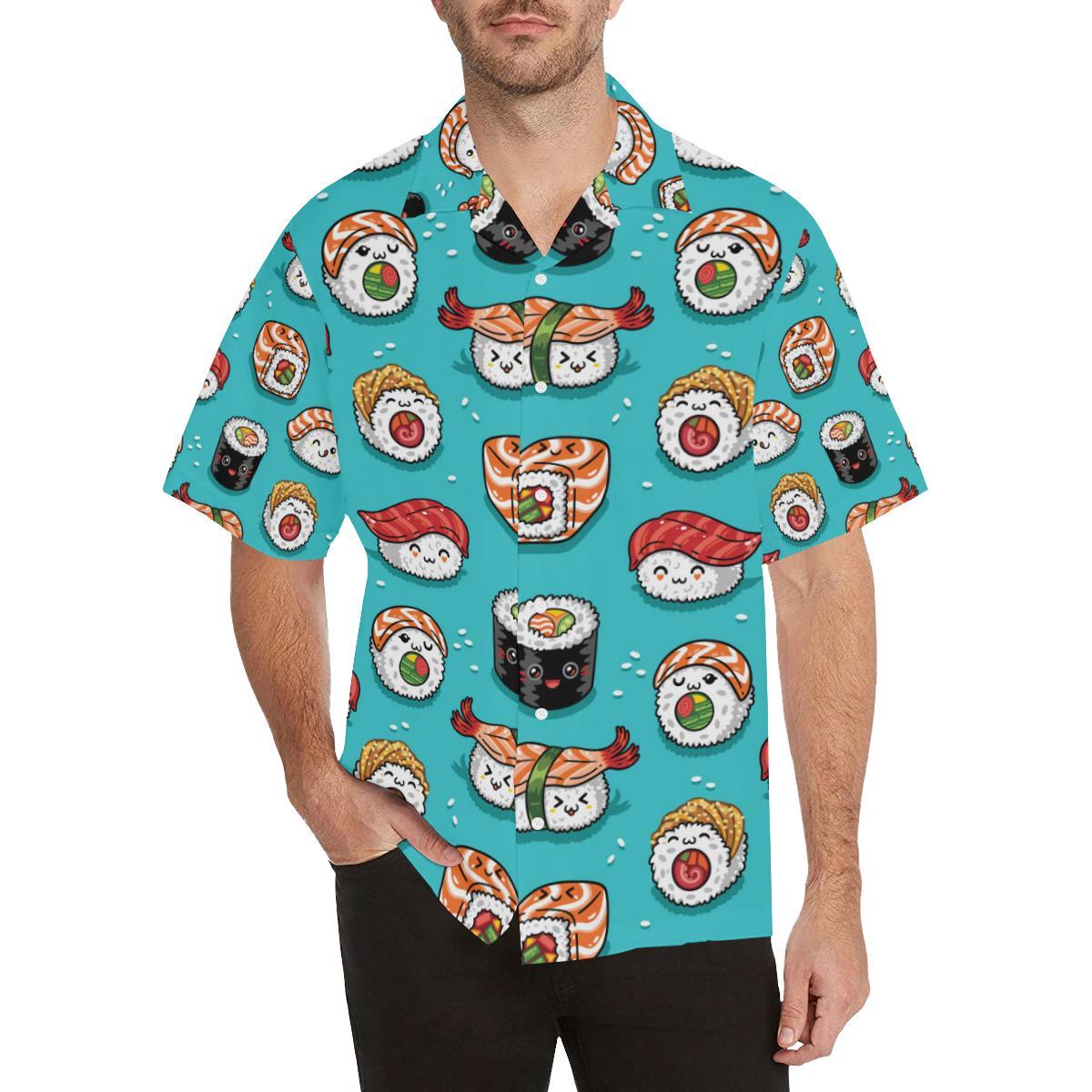 Cute Sushi Pattern Mens All Over Print Hawaiian Shirt