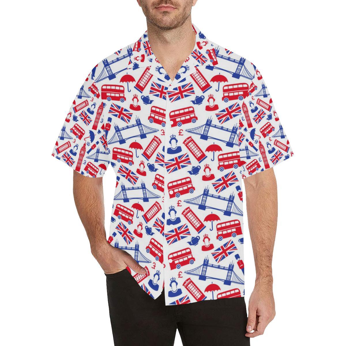 British Pattern Print Design 01 Mens All Over Hawaiian Shirt