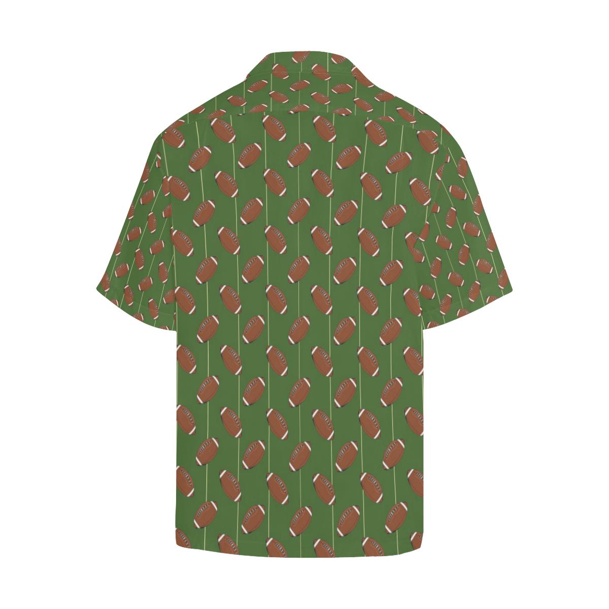 American Football Ball Pattern Green Background Mens All Over Print Hawaiian Shirt