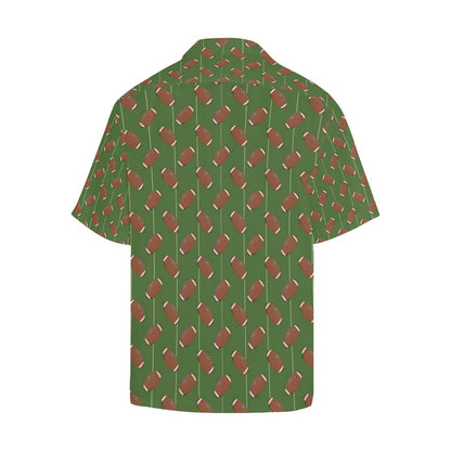 American Football Ball Pattern Green Background Mens All Over Print Hawaiian Shirt