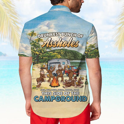 Camping Bigfoot Drunkest Bunch Of Assholes - Personalized Hawaii Shirt Hawaiian