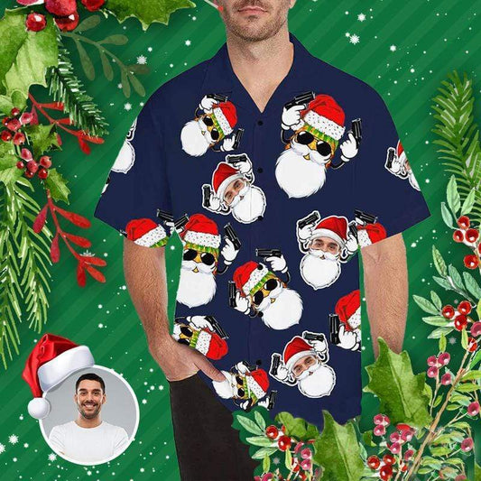 Funny Custom Face Santa Claus Unisex Hawaiian Aloha Shirts