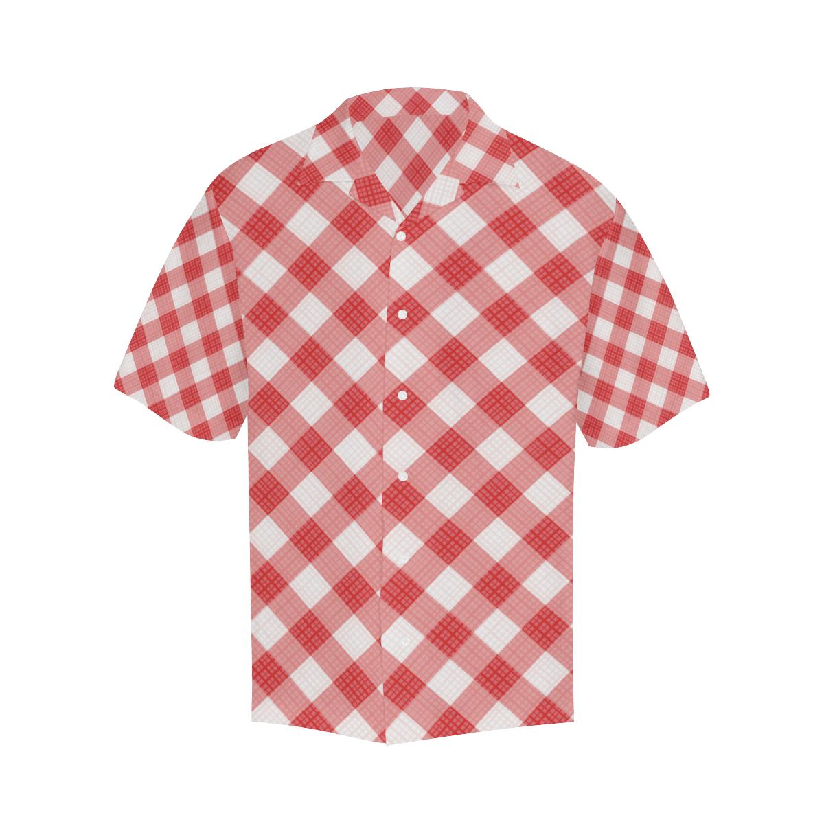 Gingham Red Pattern Print Design Hawaiian Shirt