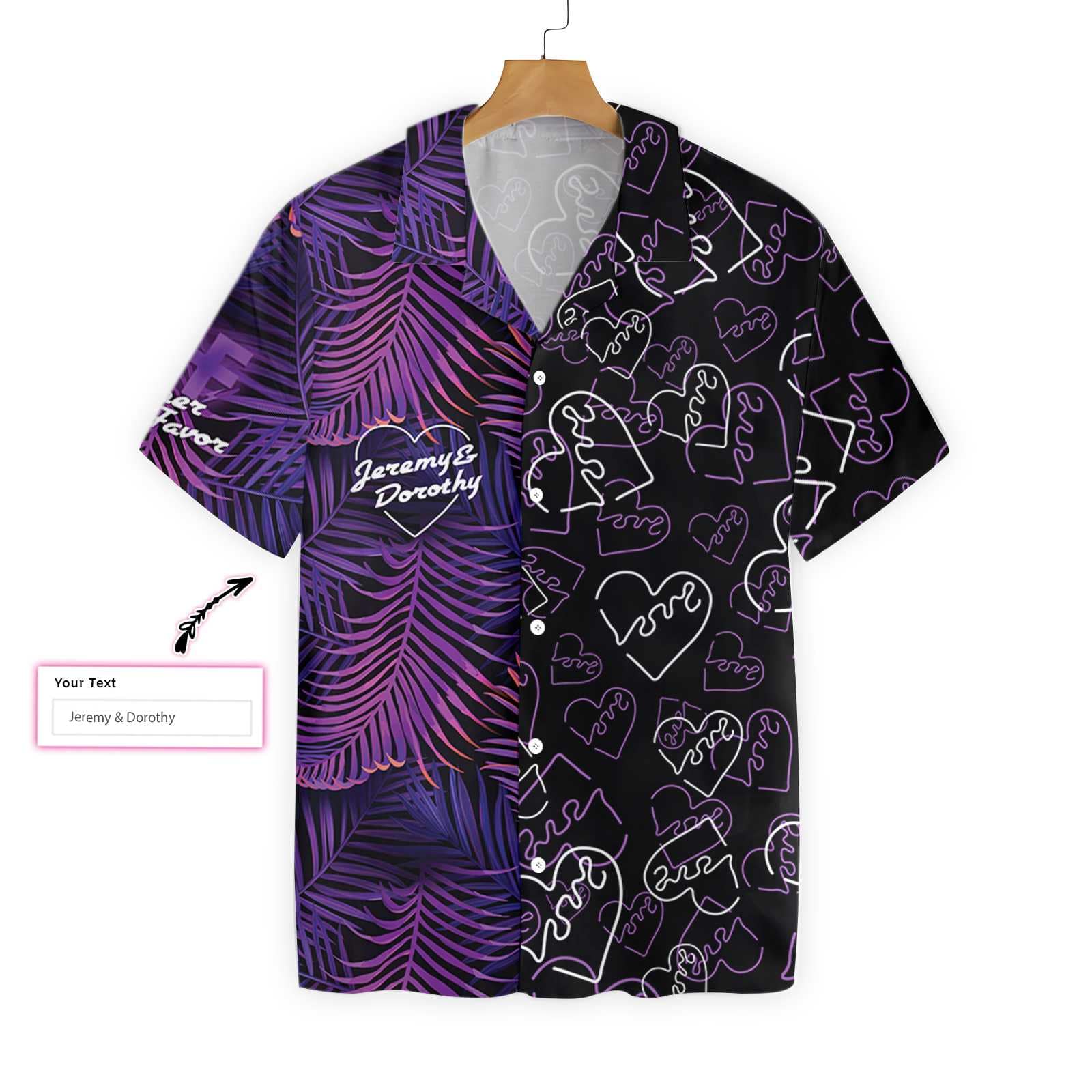 Personalized Name Color Of Love Purple Sticker Hawaiian Aloha Shirts #H