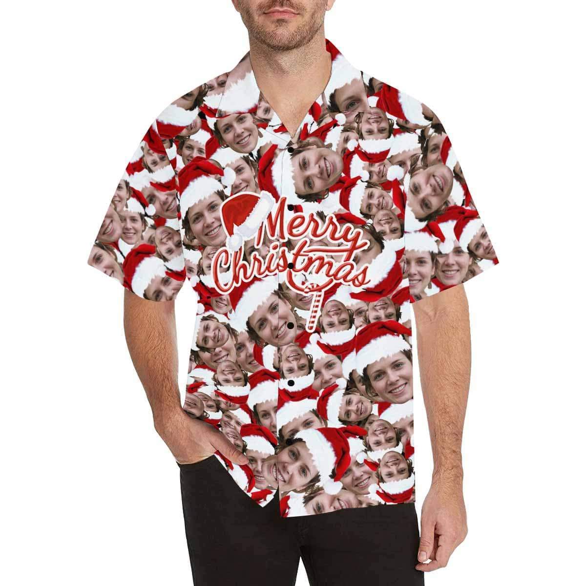 Custom Face Christmas For You Men's All Over Print Hawaiian Shirt