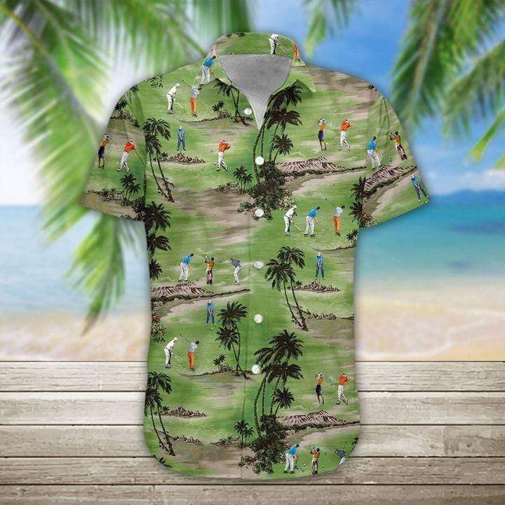 Golfer On Green Field Unisex Hawaiian Shirts