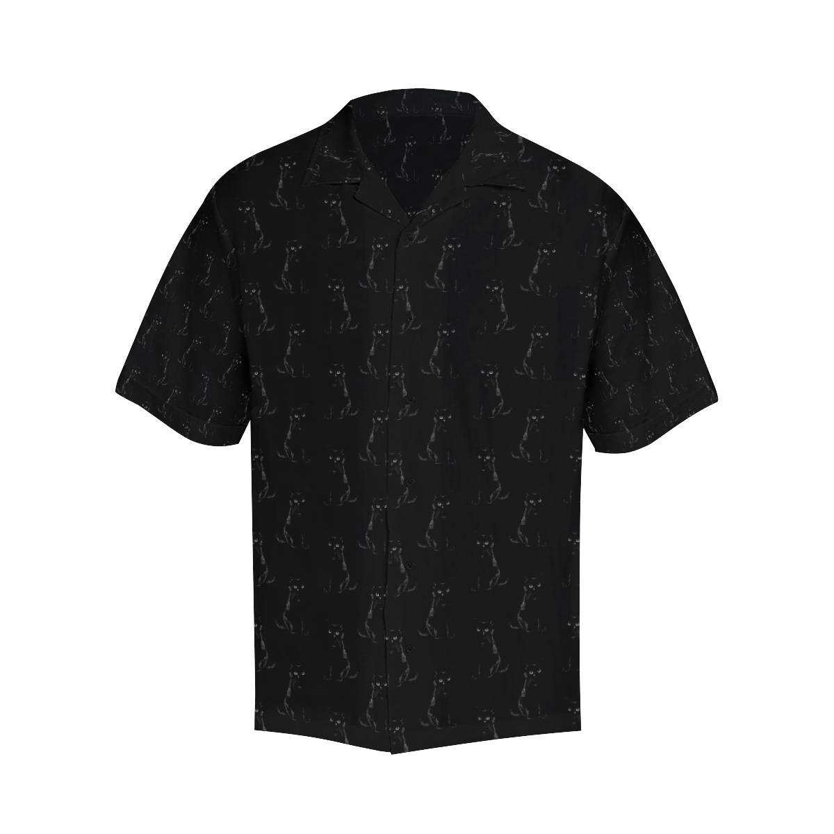 Black Cat Pattern Print Design Hawaiian Shirt