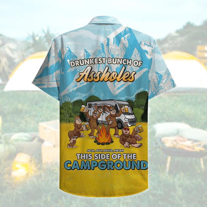 Camping Bigfoot Drunkest Bunch Of Assholes - Personalized Hawaii Shirt Hawaiian