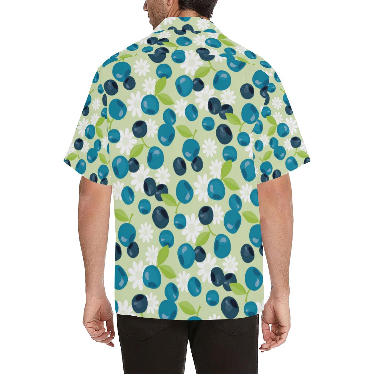 Blueberry Flower Pattern Mens All Over Print Hawaiian Shirt