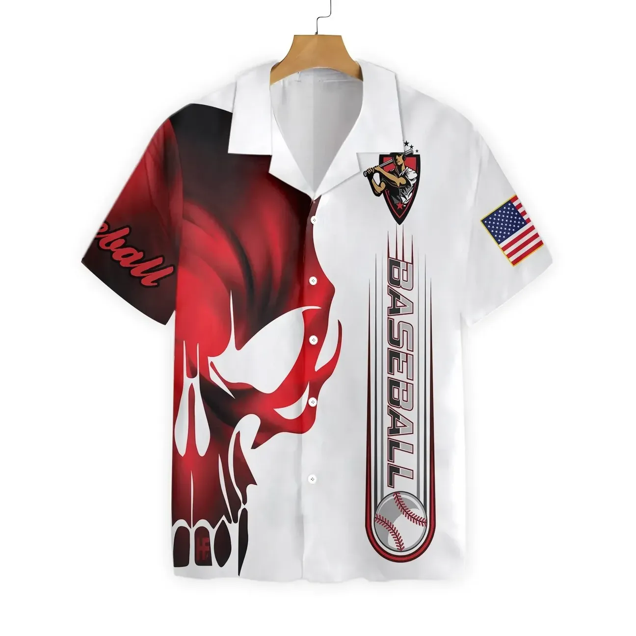 Skull Baseball Hawaiian Shirt | For Men &amp;amp; Women | Adult | Hw8342