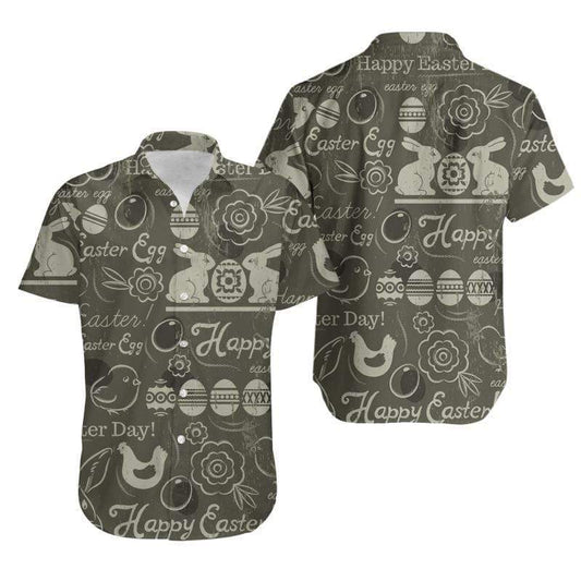 Happy Easter Grey Unisex Hawaiian Aloha Shirts #170321v