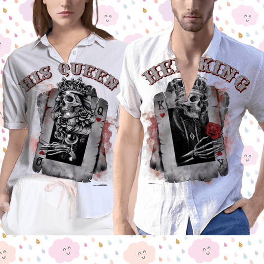 His Queen/ Her King Poker Couple Unisex Hawaiian Shirts #Dh