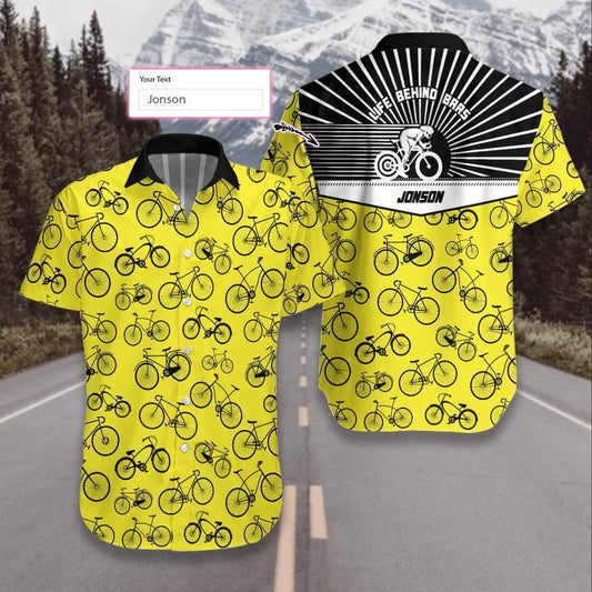 Personalized Cycling Life Behind Bars Yellow Pattern Hawaiian Aloha Shirts #H