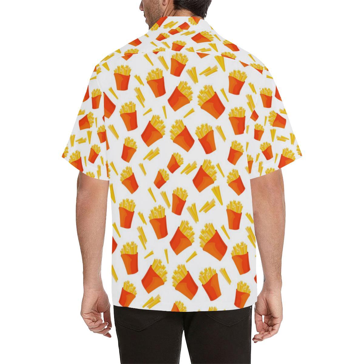 French Fries Pattern Mens All Over Print Hawaiian Shirt