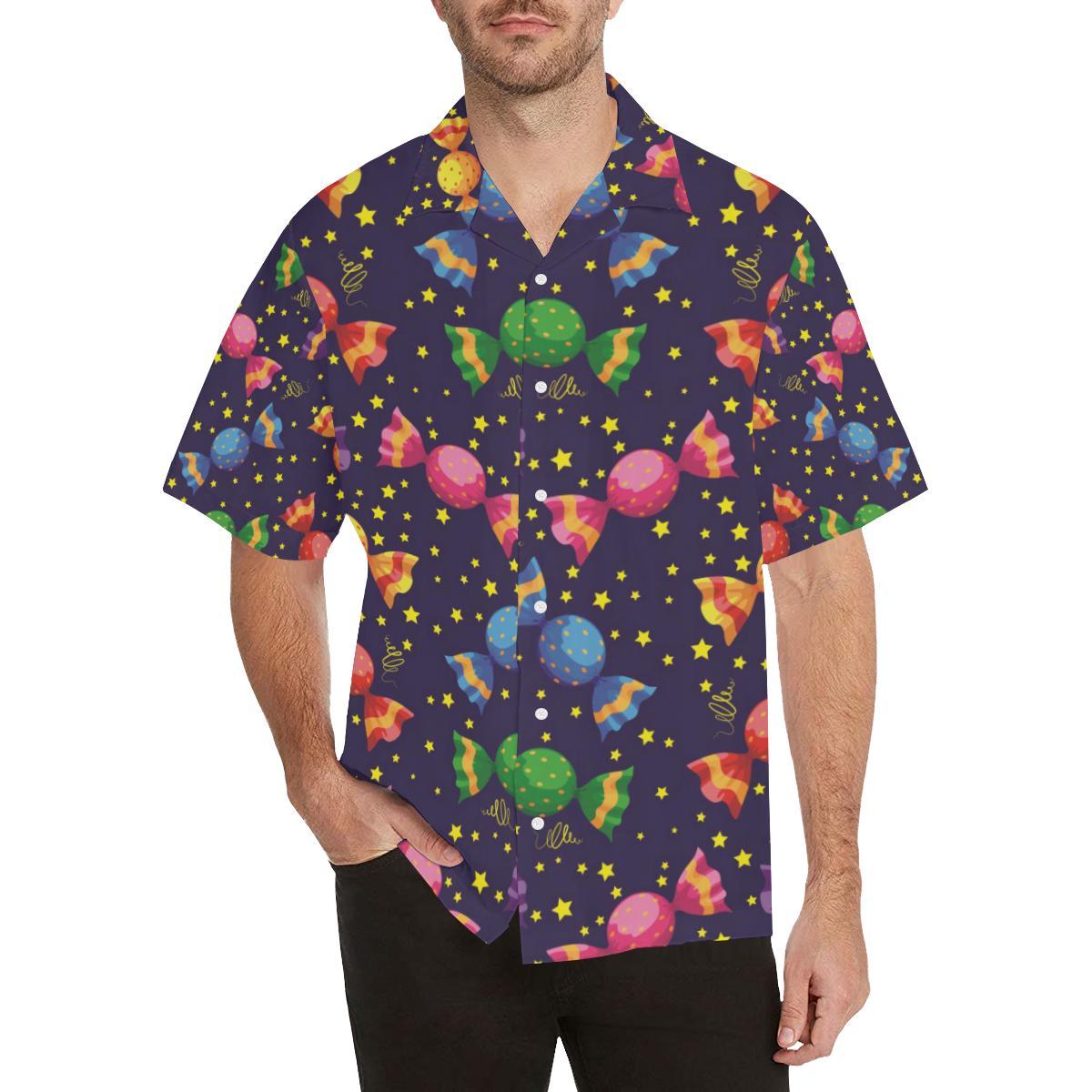 Candy Star Pattern Mens All Over Print Hawaiian Shirt