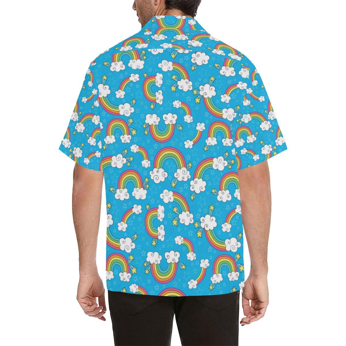Rainbows Sky Clouds Pattern Mens All Over Print Hawaiian Shirt