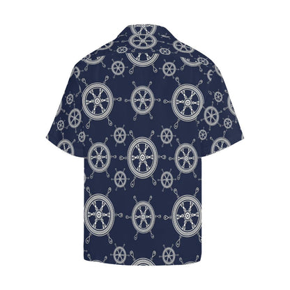 Nautical Steering Wheel Design Pattern Mens All Over Print Hawaiian Shirt