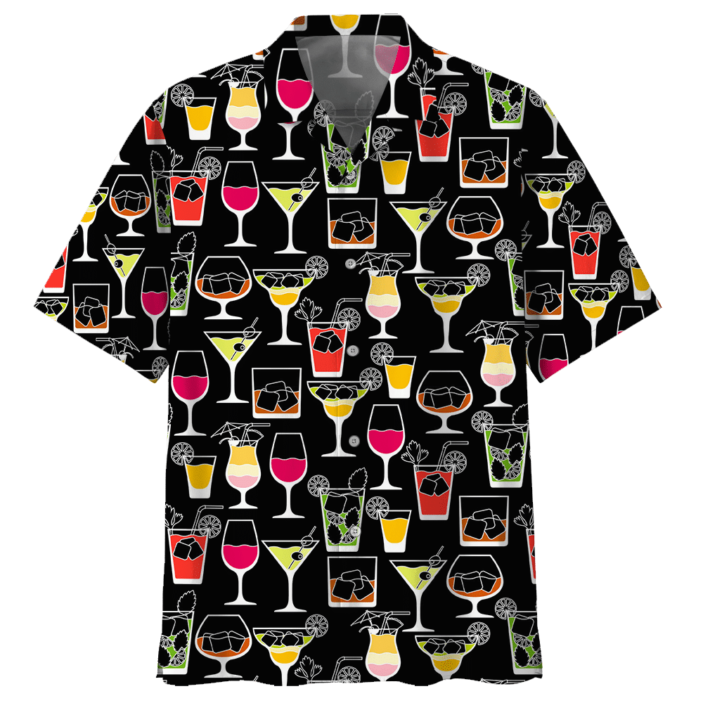 Cocktail   Black High Quality Unisex Hawaiian Shirt For Men And Women Dhc17063820