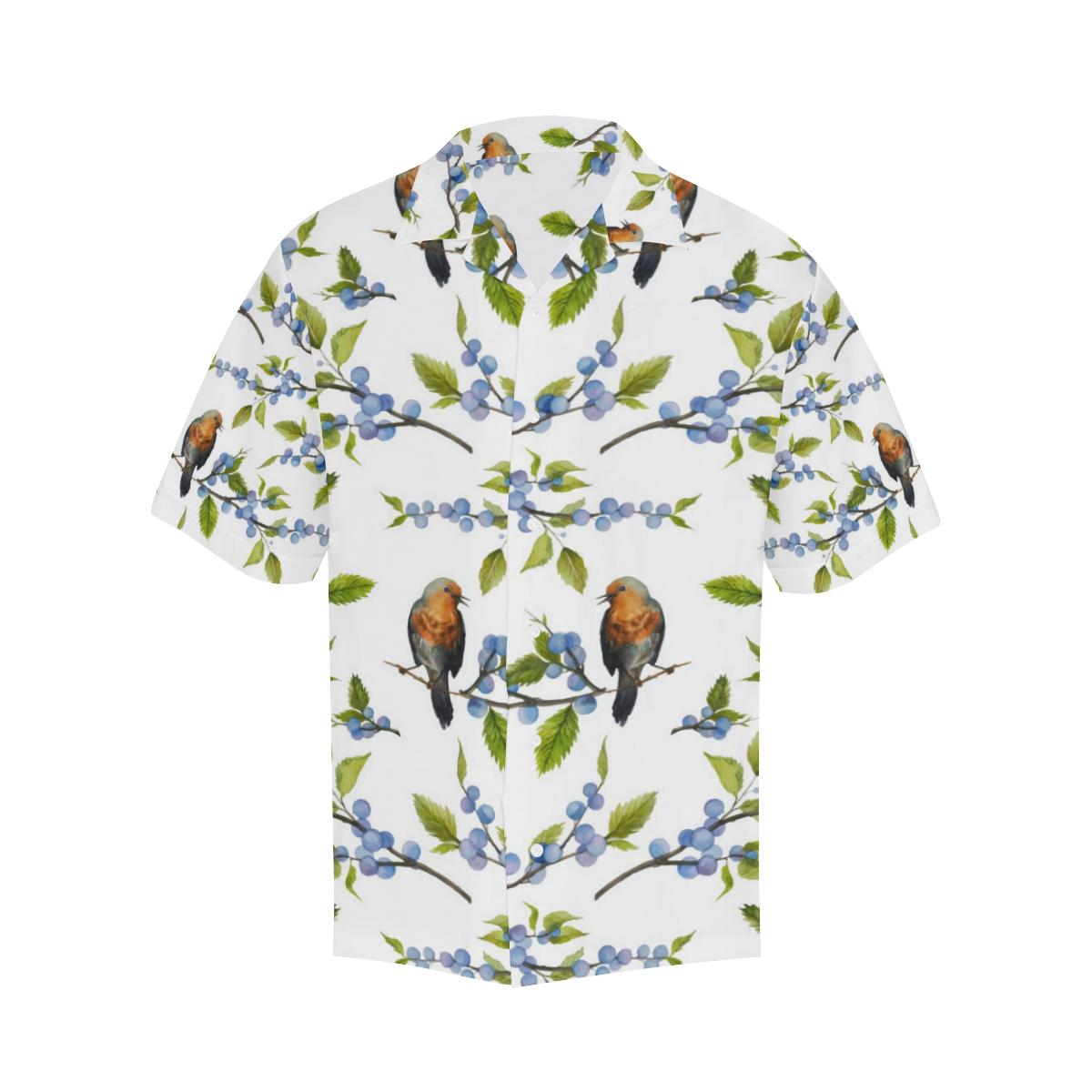 Blueberry Bird Pattern Mens All Over Print Hawaiian Shirt