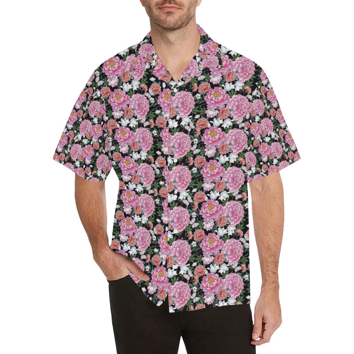 Dahlia Pattern Print Design Hawaiian Shirt