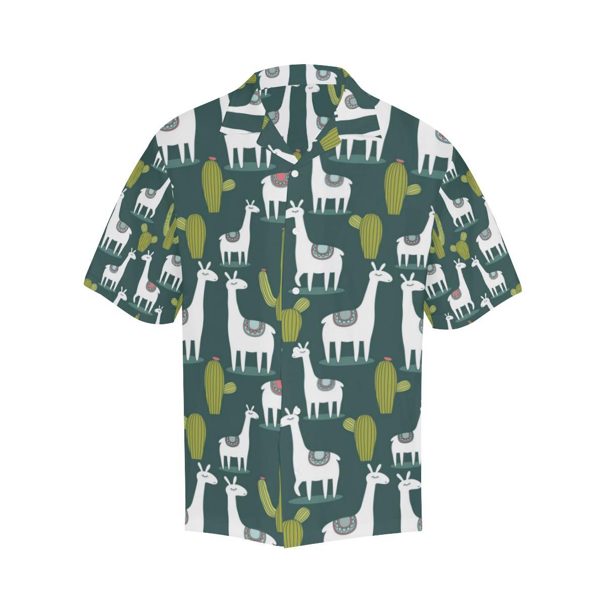 Llama Cactus Pattern Print Design Hawaiian Shirt