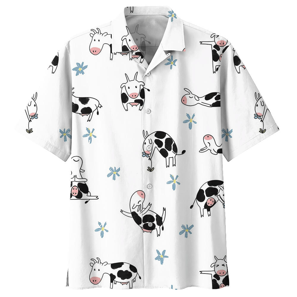 Cow  White High Quality Unisex Hawaiian Shirt For Men And Women Dhc17063774