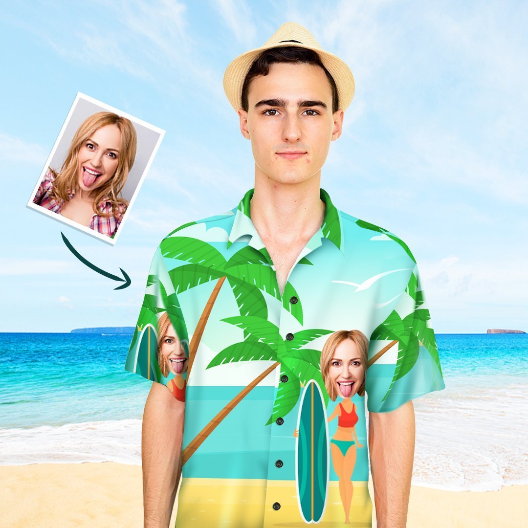 Custom Face Mens Hawaiian Shirt Vacation Surfing