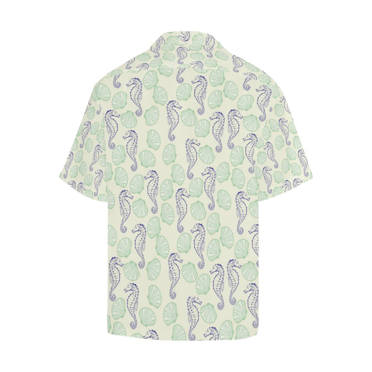 Seahorse Shell Pattern Mens All Over Print Hawaiian Shirt