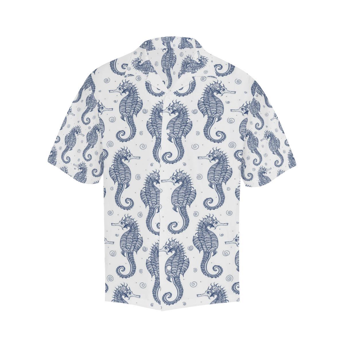 Seahorse Pattern Background Mens All Over Print Hawaiian Shirt