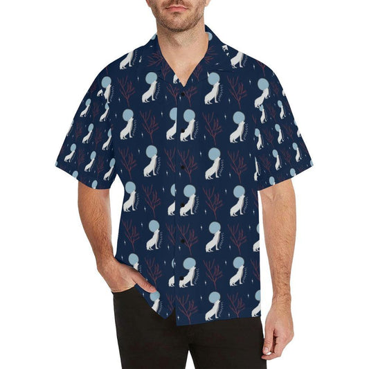 Wolf Moon Print Design Hawaiian Shirt