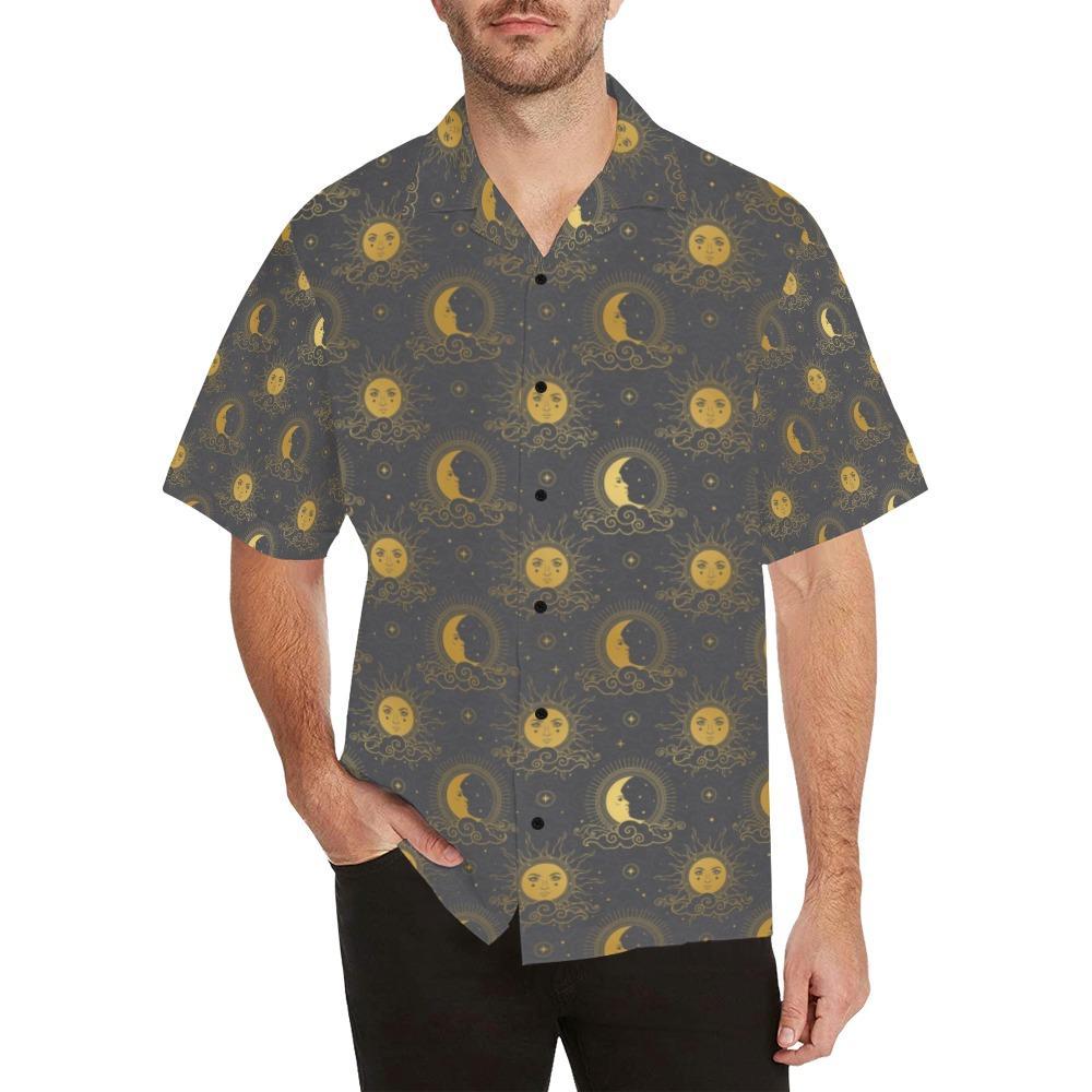 Sun Moon Print Design Hawaiian Shirt
