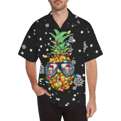 Custom Face Christmas Snow Men's Hawaiian Shirt