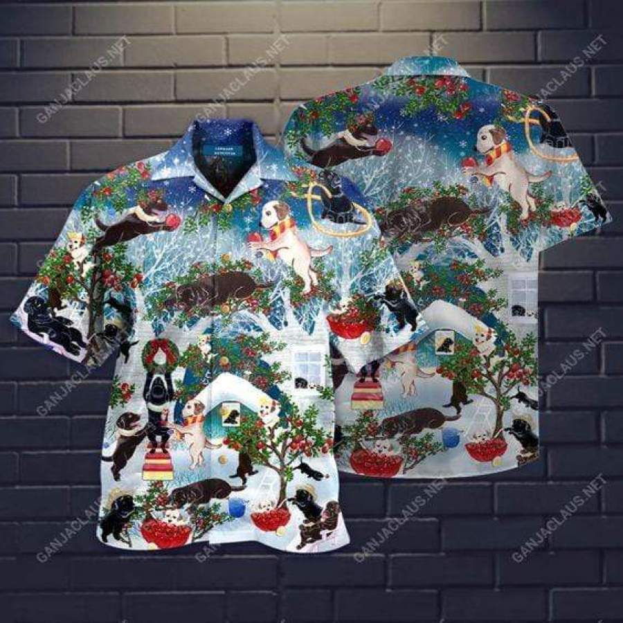 Hawaiian Aloha Shirts Christmas With Labrador Retriever