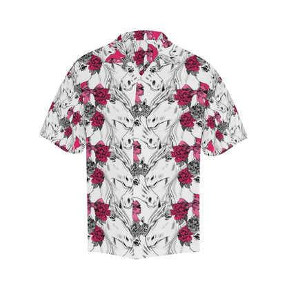 Horse Head Rose Pattern Mens All Over Print Hawaiian Shirt