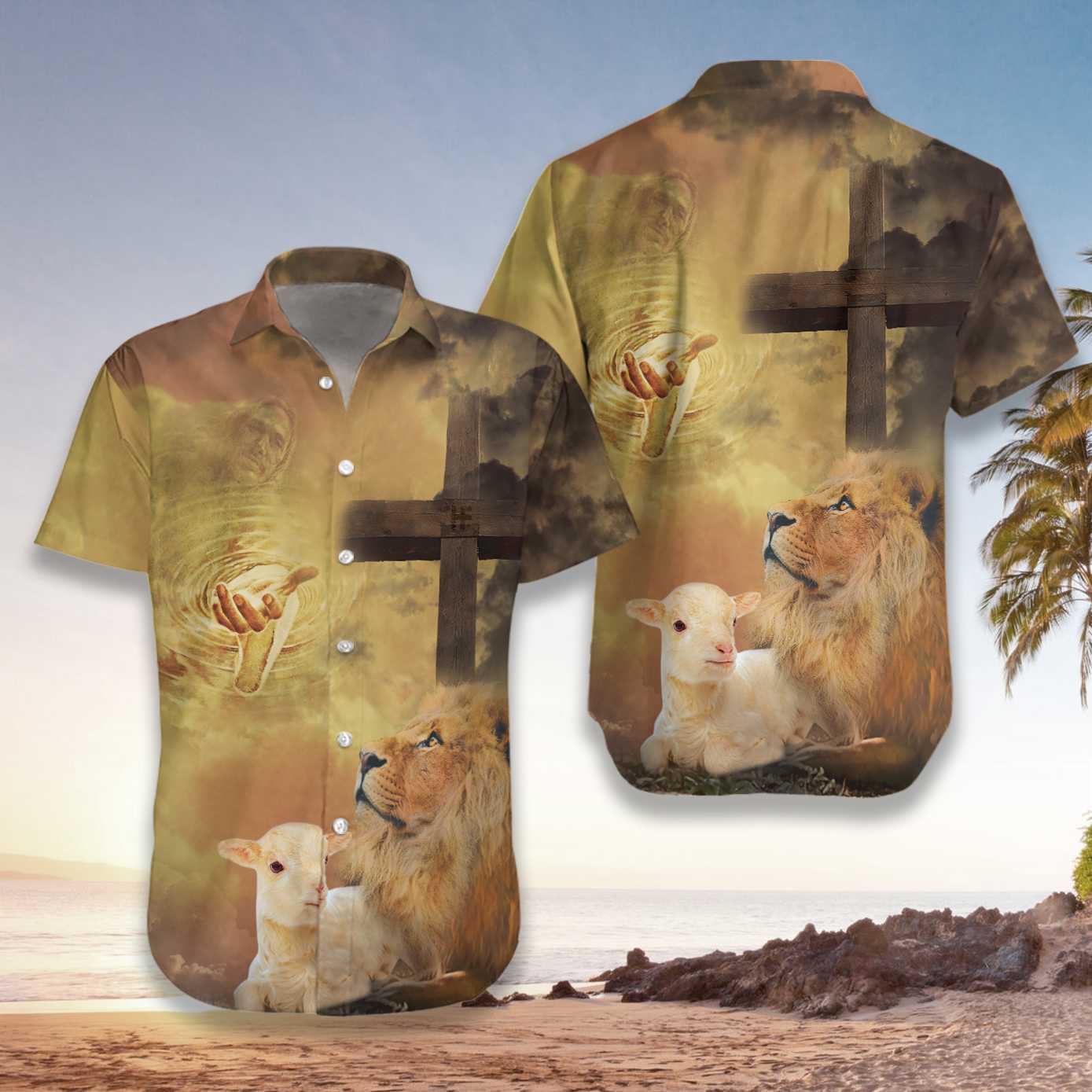 Hawaiian Aloha Shirts Jesus Lamb And Lion