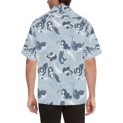 Mermaid Dolphin Pattern Mens All Over Print Hawaiian Shirt