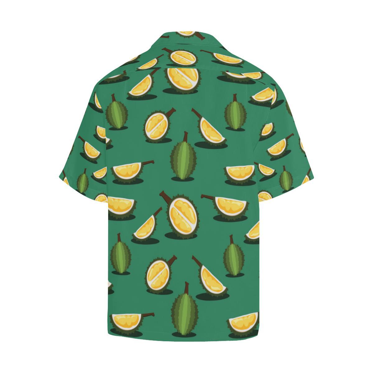 Durian Pattern Green Background Mens All Over Print Hawaiian Shirt