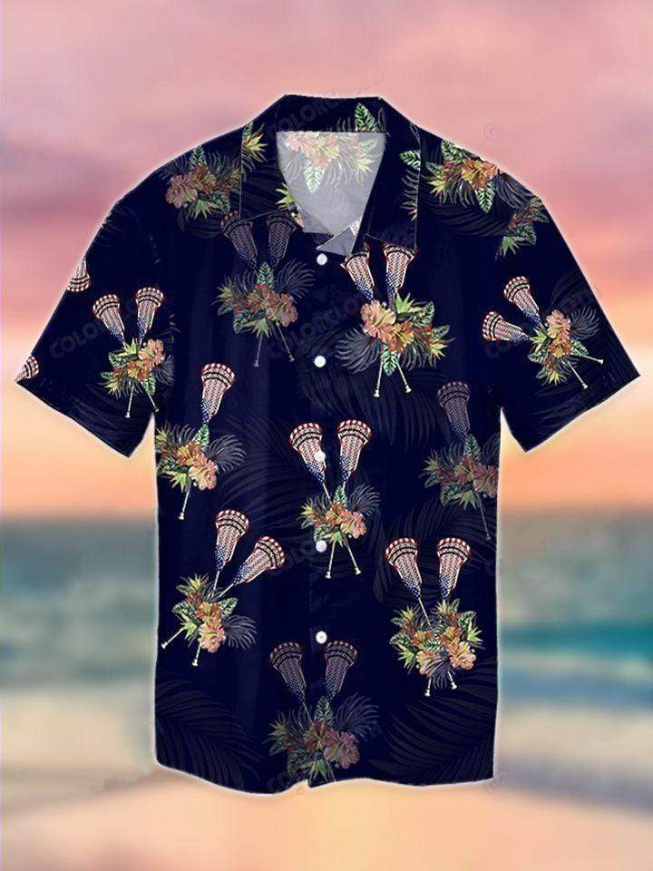 Hawaiian Aloha Shirts Lacrosse Tropical Flower