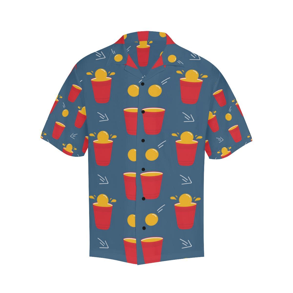 Beer Pong Pattern Print Design Hawaiian Shirt