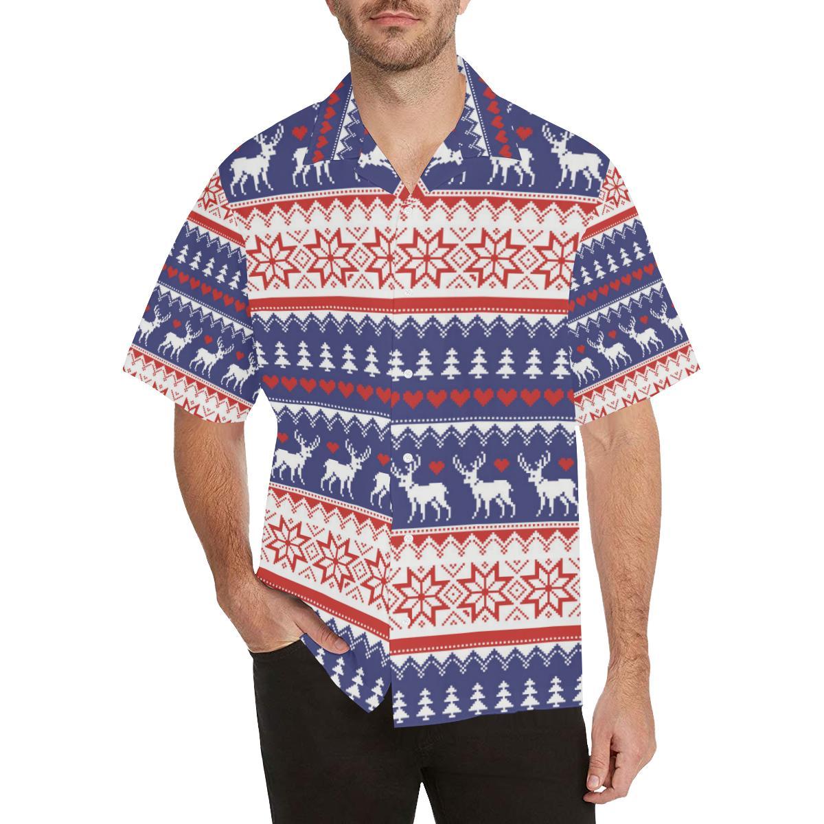 Deer Sweater Printed Pattern Mens All Over Print Hawaiian Shirt