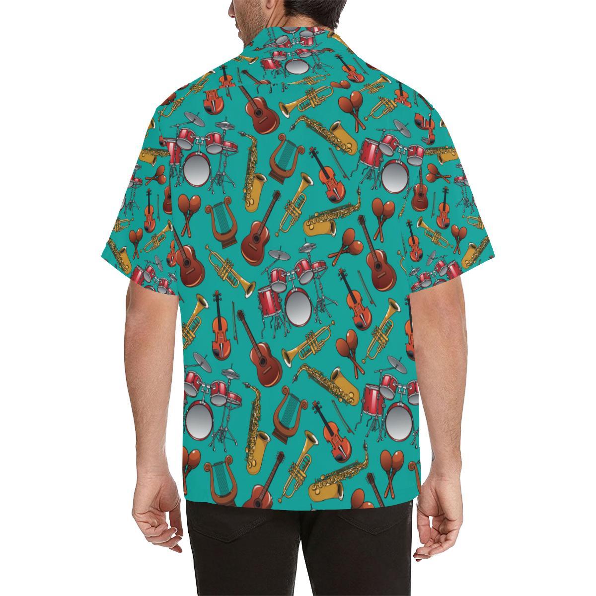 Drum Set Pattern Print Design Hawaiian Shirt