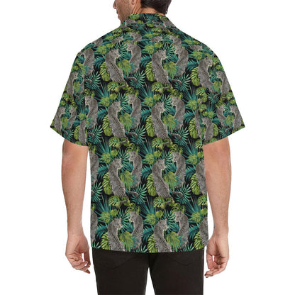 Leopard Leaves Pattern Mens All Over Print Hawaiian Shirt
