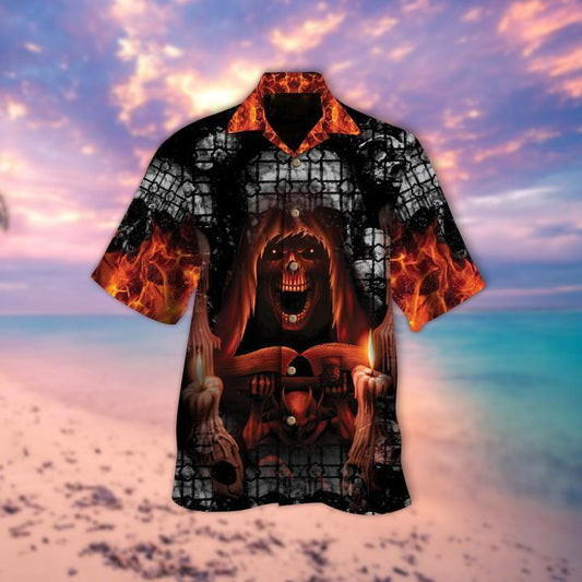 Candle Fire Skull Halloween Hawaiian Shirt | For Men & Women | Adult | HW9336