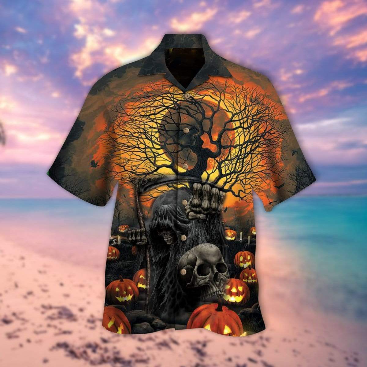 Hawaiian Aloha Shirts Death Is Coming Town Halloween