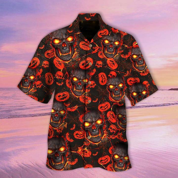 Skulls Pumpkin Halloween Hawaiian Shirt | For Men & Women | Adult | HW9223