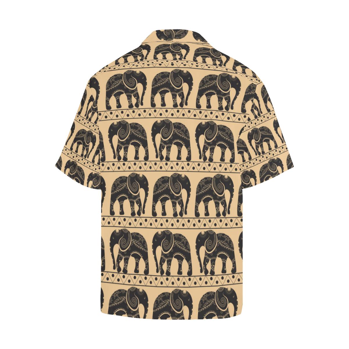 Elephant Pattern Ethnic Motifs Mens All Over Print Hawaiian Shirt