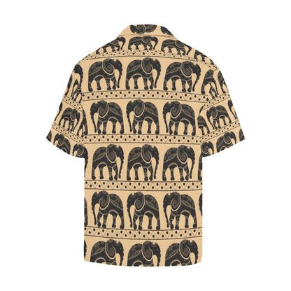 Elephant Pattern Ethnic Motifs Mens All Over Print Hawaiian Shirt